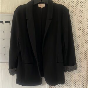 Skies Are Blue Black Blazer Relaxed Fit Notched Lapel